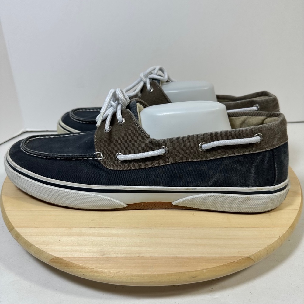 Sperry Top Sider Bahama Canvas Boat Shoe #0561333 Two Tone Oyster Blue Mens 14 - Picture 3 of 10